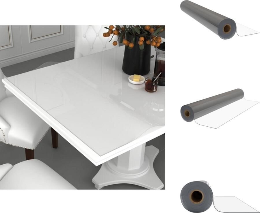 VidaXL Tafelbeschermer Tafelbeschermers Tafelfolie Tafelfolies Tafelbeschermerrol 0 9x15 m 2 mm PVC transparant