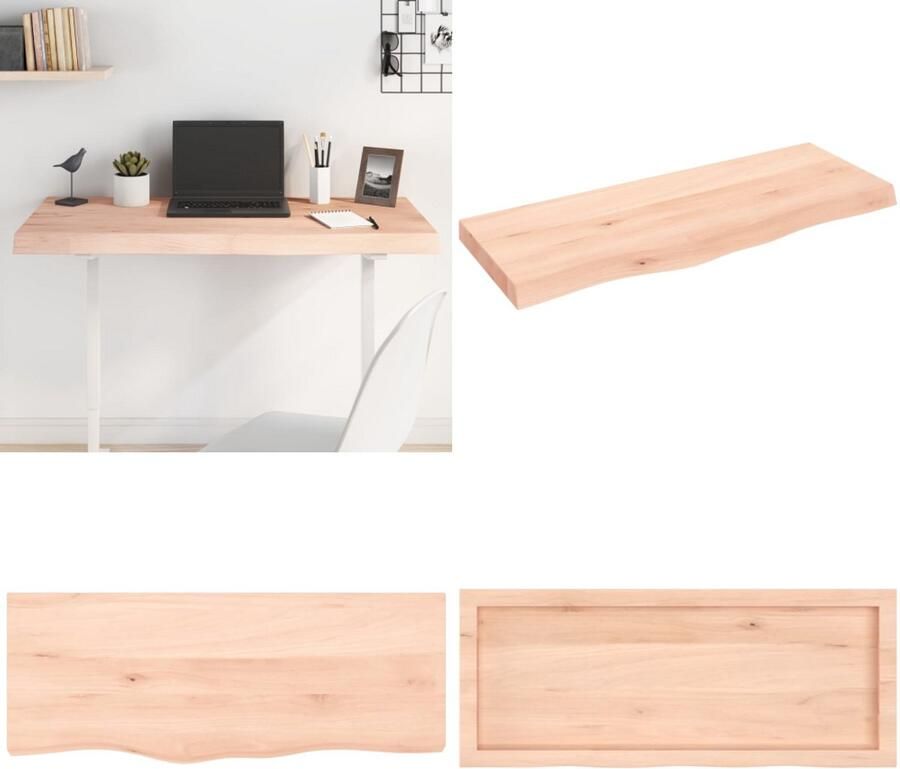 VidaXL Tafelblad 100x40x(2-6) cm onbehandeld massief eikenhout Tafelblad Tafelbladen Vervangend Tafelblad Vervangend Houten Tafelblad