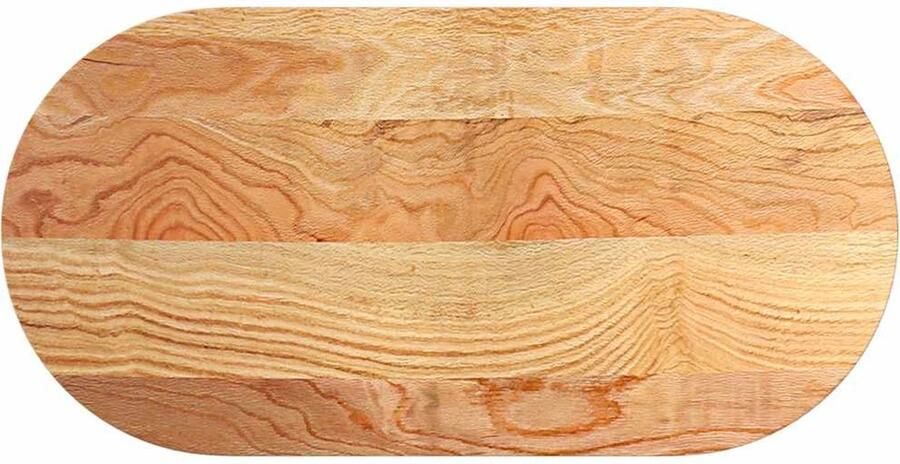 The Living Store Tafelblad 100x50x4 cm ovaal massief eikenhout lichtbruin Eikenhouten Tafelblad Oval Tafellamp Salontafelblad Tweepaars Poten Vintage Tafel - Foto 2