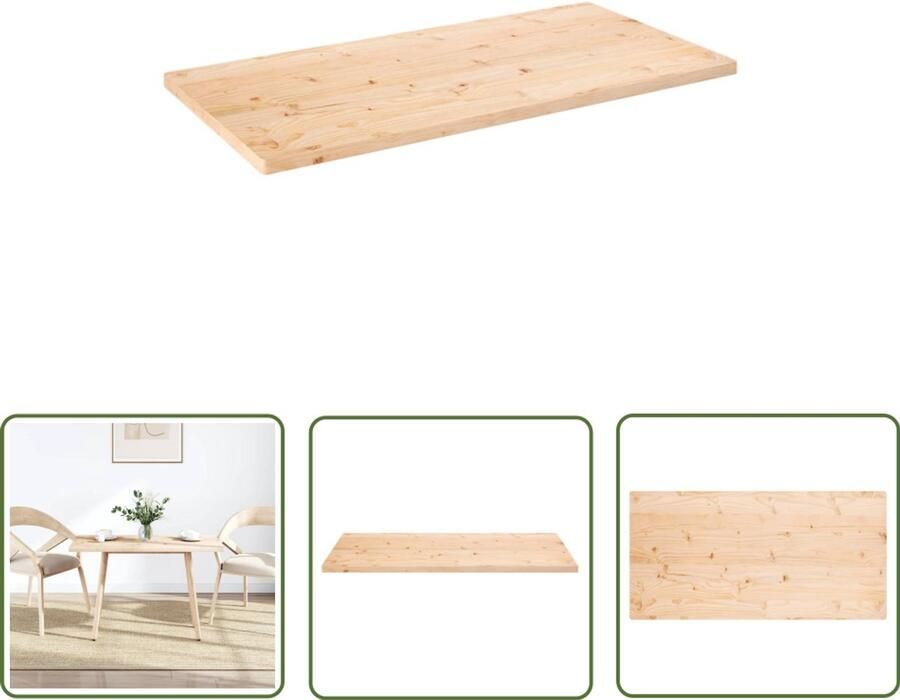VidaXL Tafelblad 100x60 cm Massief Grenenhout Tafelblad Grenenhout Hout Vintage Rustic Design Salontafel Bijzettafel Eethoek