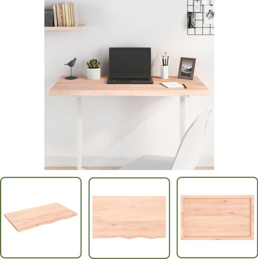 VidaXL Tafelblad 100x60 cm Onbehandeld Eikenhout Tafelblad Eikenhouten Tafelblad Massief Eikenhout Tafelblad Vervangen Eetkamertafel Salontafel Koffietafel