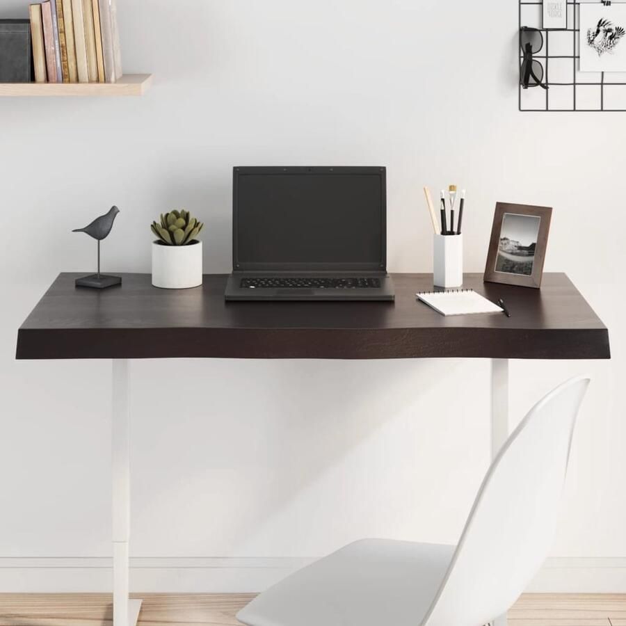 VidaXL Tafelblad 100x60cm Eikenhout Donkerbruin Tafelblad Eikenhout Massief Eiken Bruin Tafelblad Vintage Tafelblad Industriële Tafel Salontafel Eetkamertafel - Foto 2