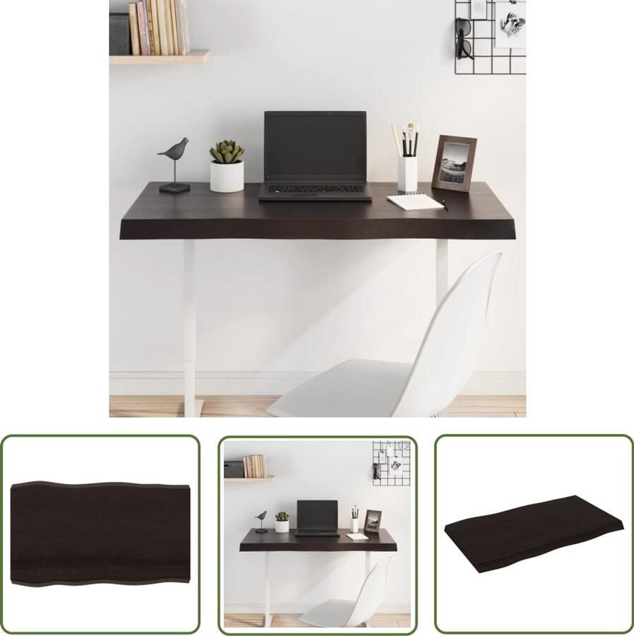 VidaXL Tafelblad 100x60cm Eikenhout Donkerbruin Tafelblad Eikenhout Massief Eiken Bruin Tafelblad Vintage Tafelblad Industriële Tafel Salontafel Eetkamertafel