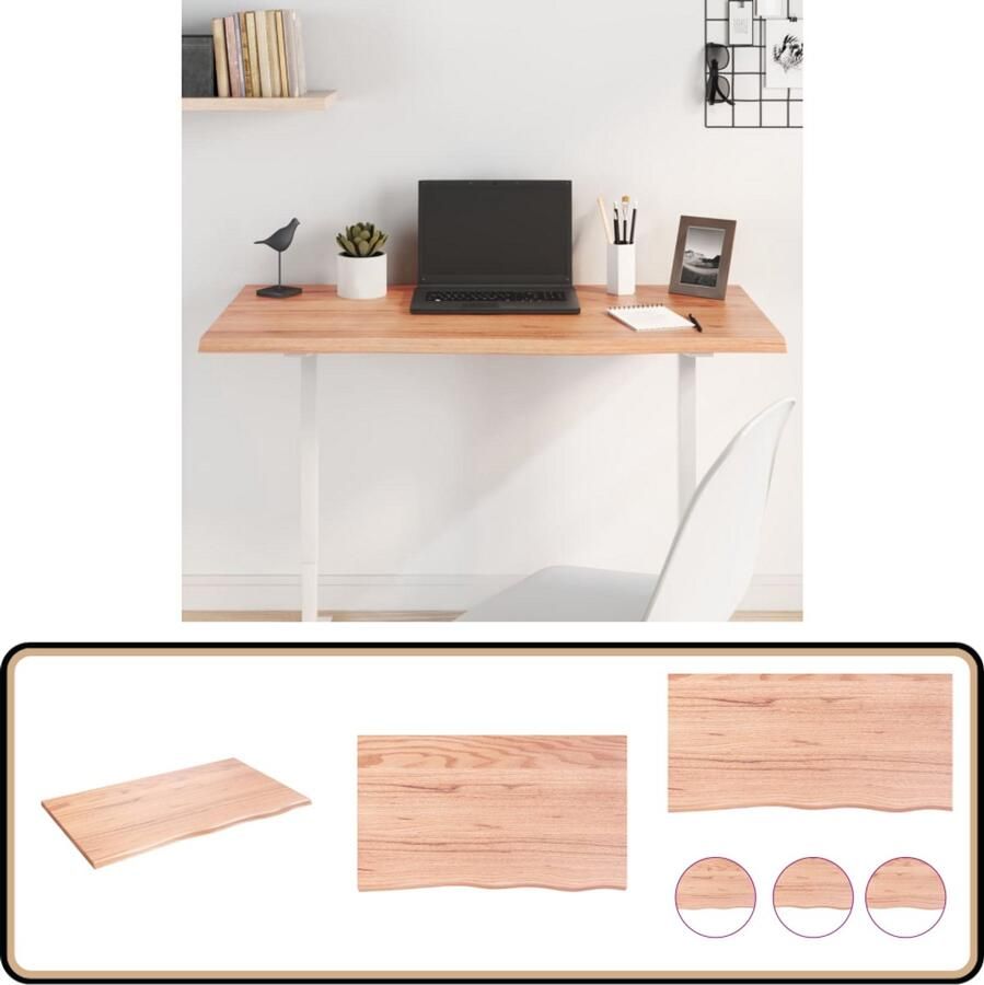 VidaXL Tafelblad 100x60x2 cm Massief Eikenhout Tafelblad Eikenhouten Tafelblad Houten Tafelblad Tafellamp Salontafel