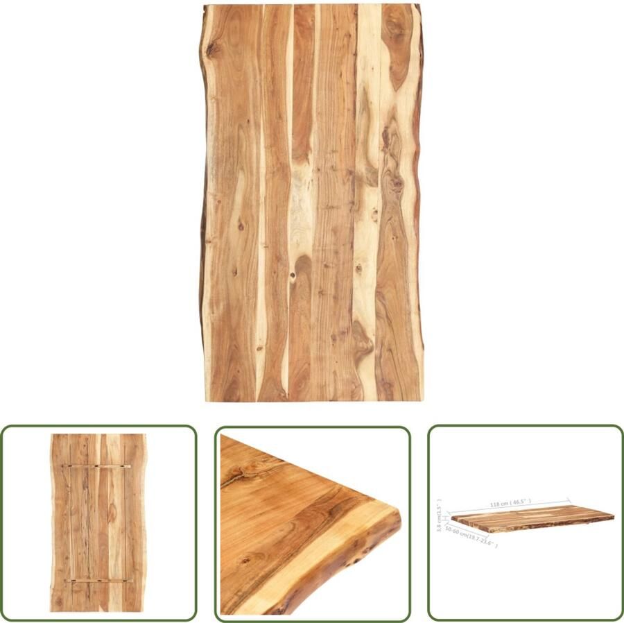 VidaXL Tafelblad 118 cm massief acaciahout Tafelblad Acaciahout Houten Tafelblad Eetkamertafel Tuintafel Bureau Koffietafel Salontafel Vintage Tafelblad Industrieel Tafelblad