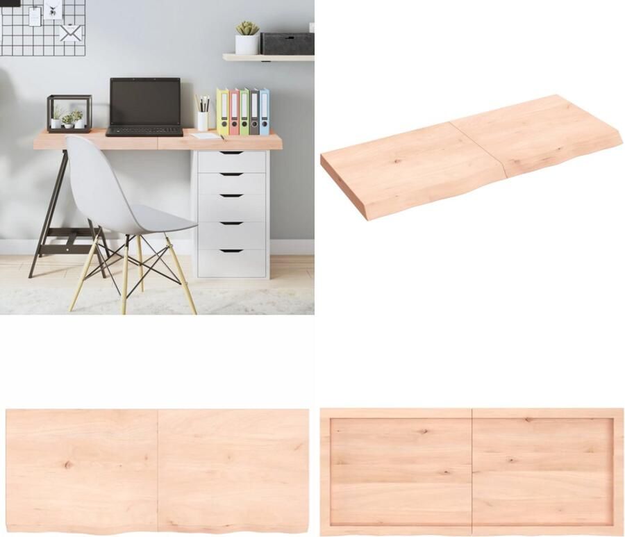 The Living Store Tafelblad 120x50x(2-6) cm onbehandeld massief eikenhout Tafelblad Eiken Eikenhouten Tafelblad Massief Eikenhout Tafelblad Vervangen DIY Tafelblad