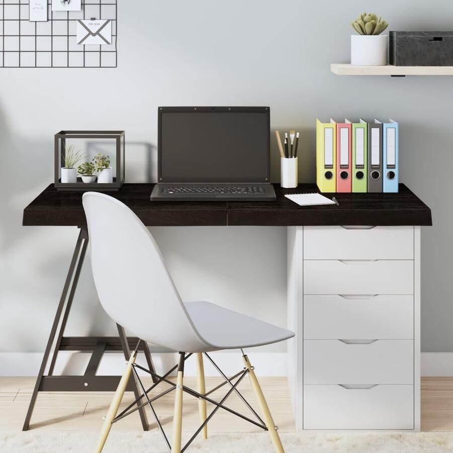 VidaXL Tafelblad 120x60 cm Eikenhout Donkerbruin Tafeltje Tafelblad Eikenhouten Tafel Vintage Tafel Industriele Tafel Salontafel Eetkamertafel Donker Grijs - Foto 2