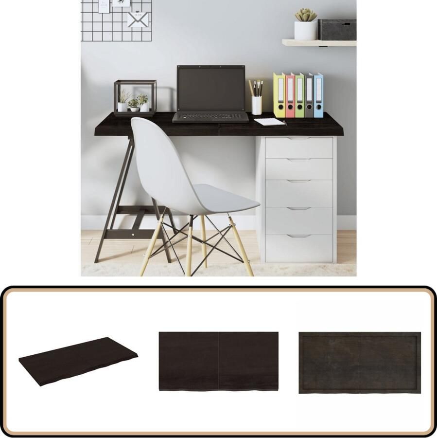 VidaXL Tafelblad 120x60cm Eikenhout Donkerbruin Tafelblad Eikenhouten Tafelblad Donkergrijs Tafelblad Tafelscherm Eetkamertafel