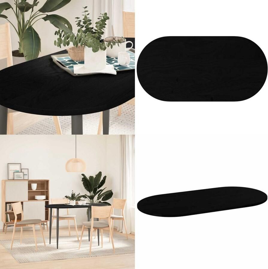 VidaXL Tafelblad 120x60x2 cm ovaal massief eikenhout donkerbruin Tafelblad Tafelbladen Salontafelblad Bijzettafelblad