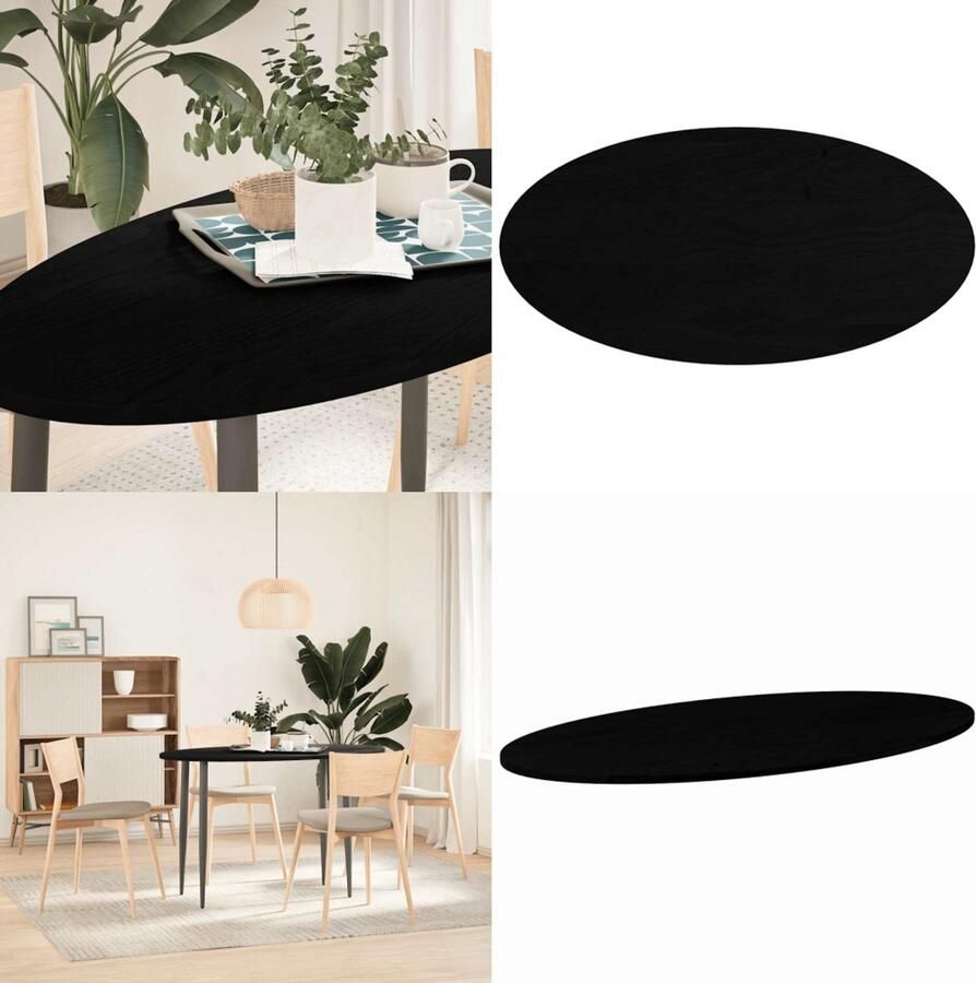 VidaXL Tafelblad 120x60x2 cm ovaal massief eikenhout donkerbruin Tafelblad Tafelbladen Salontafelblad Bijzettafelblad
