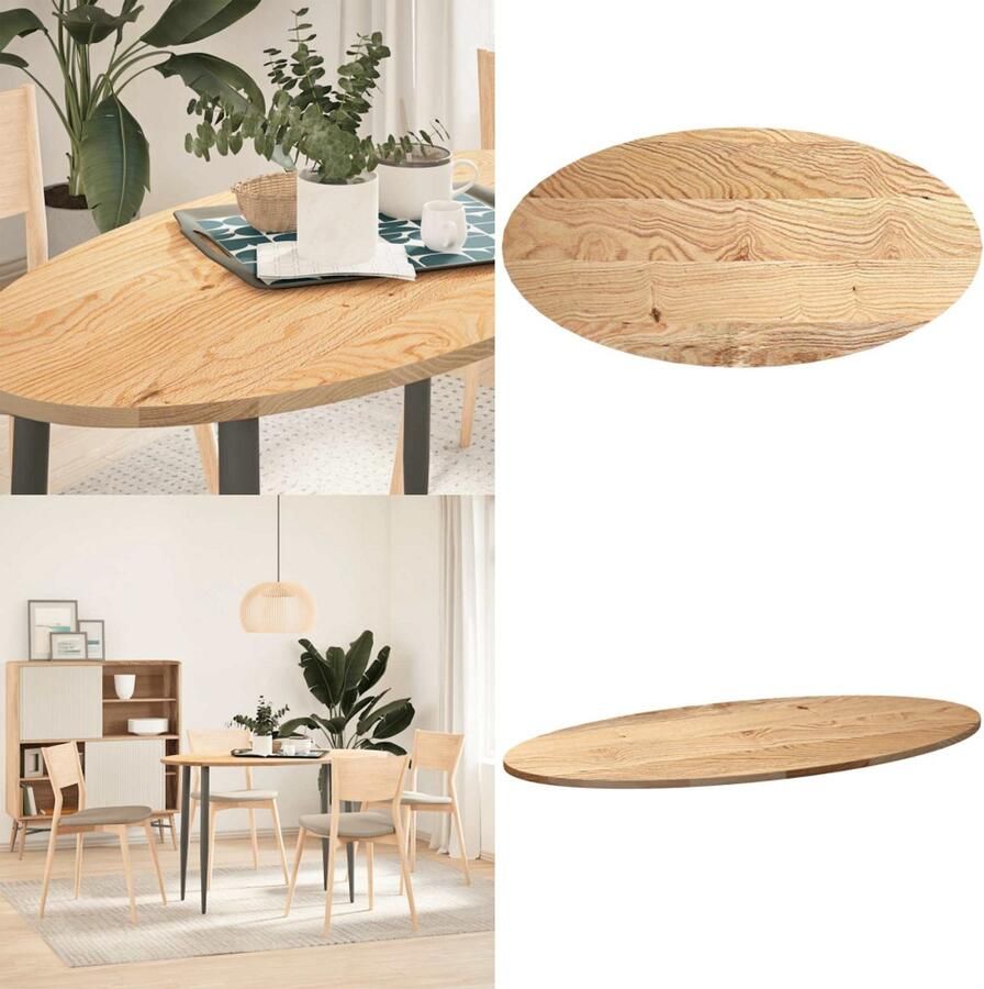 VidaXL Tafelblad 120x60x2 cm ovaal massief eikenhout Tafelblad Tafelbladen Salontafelblad Bijzettafelblad