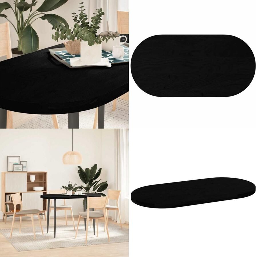 VidaXL Tafelblad 120x60x4 cm ovaal massief eikenhout donkerbruin Tafelblad Tafelbladen Salontafelblad Bijzettafelblad