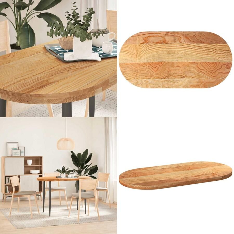 VidaXL Tafelblad 120x60x4 cm ovaal massief eikenhout lichtbruin Tafelblad Tafelbladen Salontafelblad Bijzettafelblad