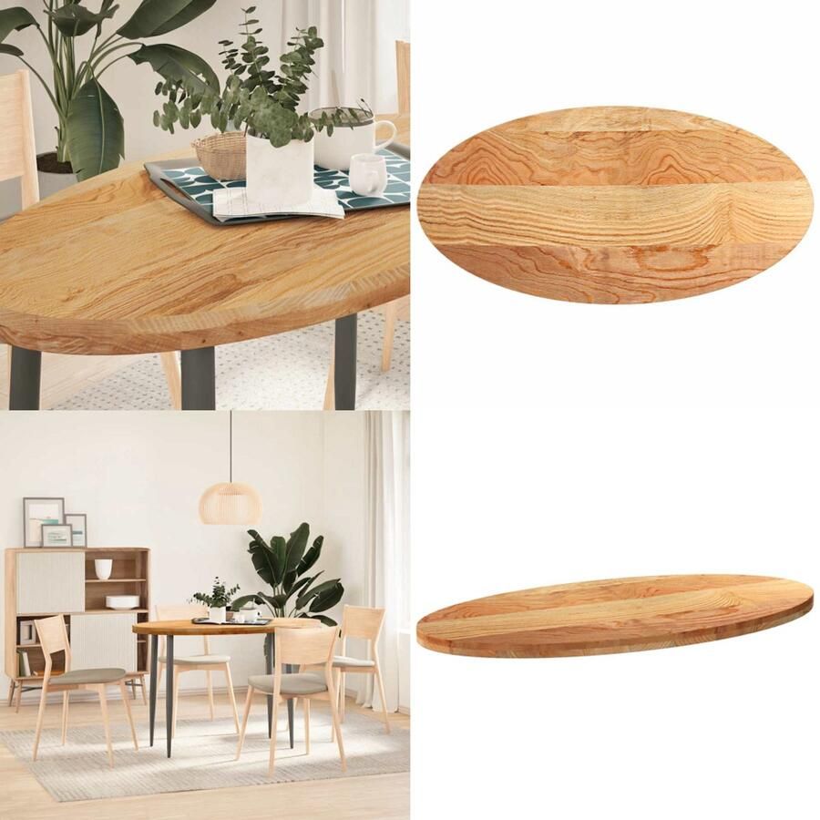 VidaXL Tafelblad 120x60x4 cm ovaal massief eikenhout lichtbruin Tafelblad Tafelbladen Salontafelblad Bijzettafelblad