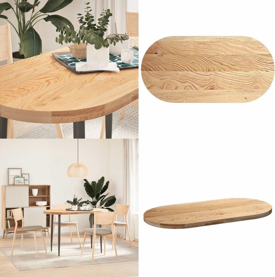 VidaXL Tafelblad 120x60x4 cm ovaal massief eikenhout Tafelblad Tafelbladen Salontafelblad Bijzettafelblad