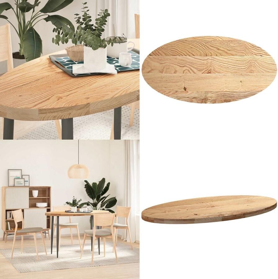 VidaXL Tafelblad 120x60x4 cm ovaal massief eikenhout Tafelblad Tafelbladen Salontafelblad Bijzettafelblad