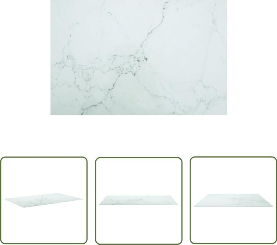 VidaXL Tafelblad 120x62 cm Gehard Glas Wit Tafelblad Marmeren Design Gehard Glas Wit Tafelblad Eetkamertafel Salontafel Terrastisch
