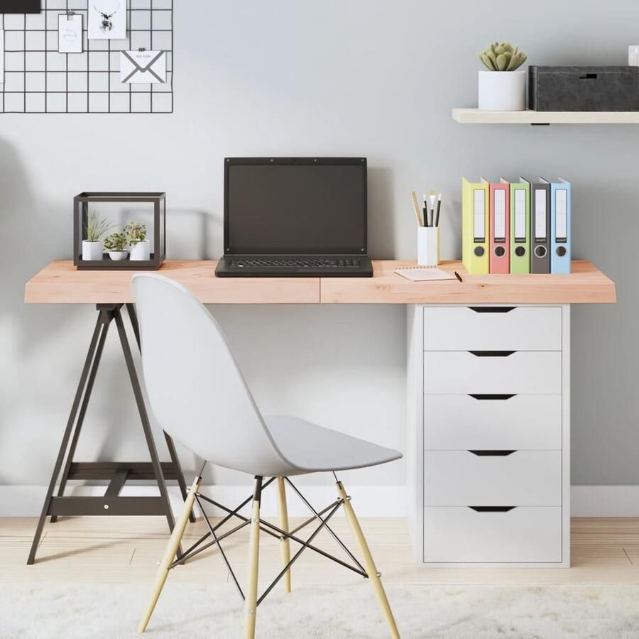 VidaXL Tafelblad 140x50 cm Massief Eikenhout Tafelblad Eikenhouten Tafelblad Massief Eikenhout Handgemaakte Tafel Vintage Tafel Landelijke Tafel Industriele Tafel Eetkamertafel Salontafel - Foto 3