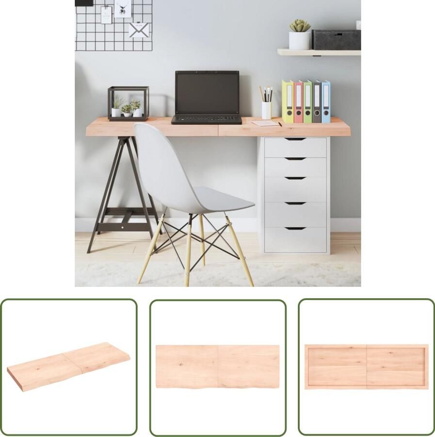 VidaXL Tafelblad 140x50 cm Massief Eikenhout Tafelblad Eikenhouten Tafelblad Massief Eikenhout Handgemaakte Tafel Vintage Tafel Landelijke Tafel Industriele Tafel Eetkamertafel Salontafel - Foto 2