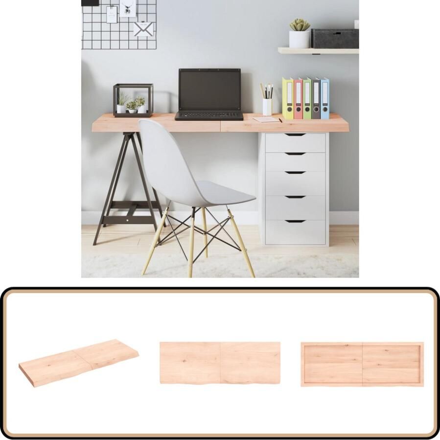 VidaXL Tafelblad 140x50 cm Massief Eikenhout Tafelblad Eikenhouten Tafelblad Massief Eikenhout Handgemaakte Tafel Vintage Tafel Landelijke Tafel Industriele Tafel Eetkamertafel Salontafel