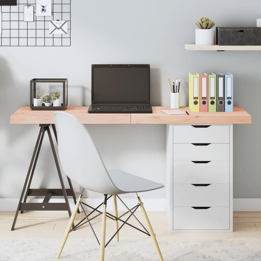 VidaXL Tafelblad 140x60 cm Massief Eikenhout Eikenhouten Tafelblad Vervangen Salontafel Eetkamertafel Massief Eikenhout Handmade Vintage Stijl Industriele Design - Foto 2