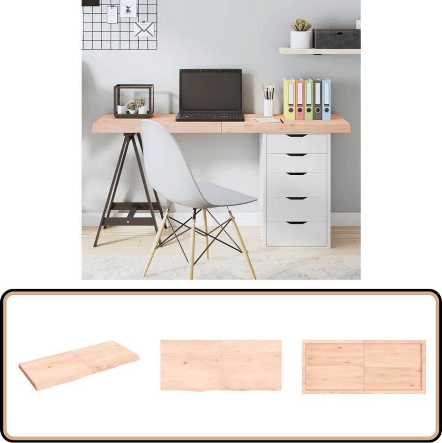 VidaXL Tafelblad 140x60 cm Massief Eikenhout Eikenhouten Tafelblad Vervangen Salontafel Eetkamertafel Massief Eikenhout Handmade Vintage Stijl Industriele Design