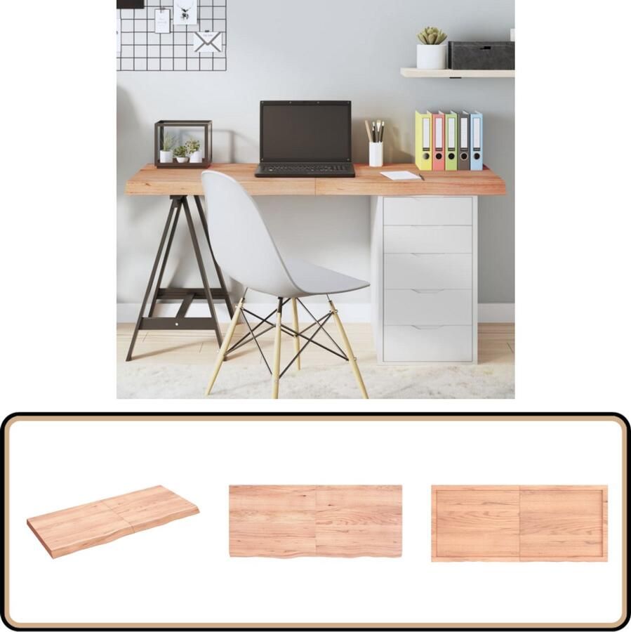 VidaXL Tafelblad 140x60 cm Massief Eikenhout Tafelblad Eikenhouten Tafelblad Massief Eikenhout Tafelblad Vervangen Salontafel - Foto 2