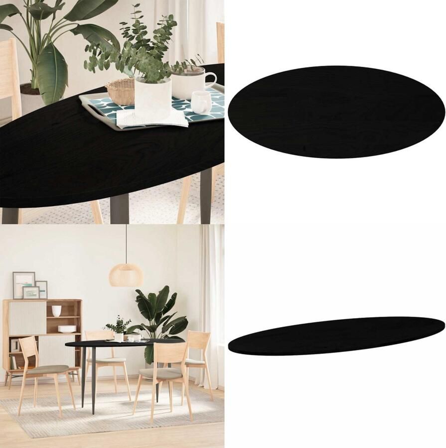 VidaXL Tafelblad 140x60x2 cm ovaal massief eikenhout donkerbruin Tafelblad Tafelbladen Salontafelblad Bijzettafelblad