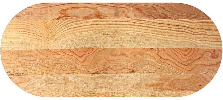 VidaXL Tafelblad 140x60x2 cm ovaal massief eikenhout lichtbruin - Foto 2