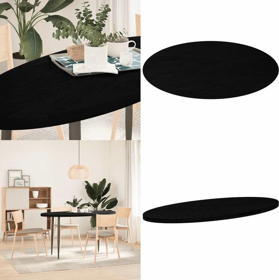 VidaXL Tafelblad 140x60x4 cm ovaal massief eikenhout donkerbruin Tafelblad Tafelbladen Salontafelblad Bijzettafelblad