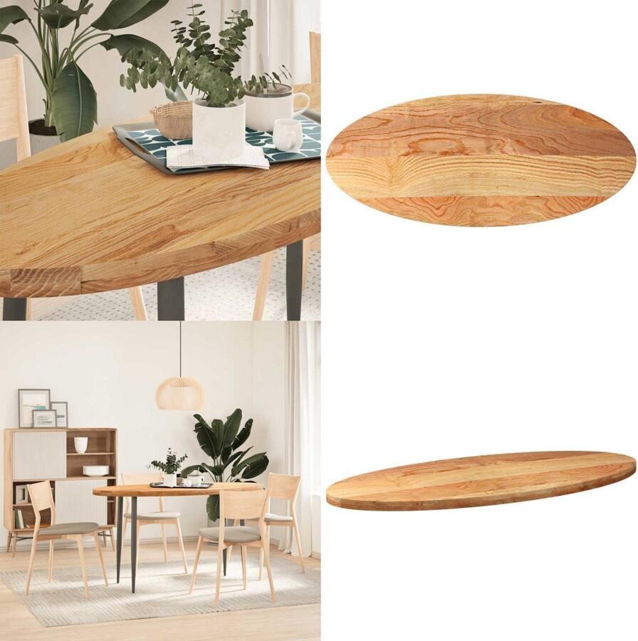 VidaXL Tafelblad 140x60x4 cm ovaal massief eikenhout lichtbruin Tafelblad Tafelbladen Salontafelblad Bijzettafelblad