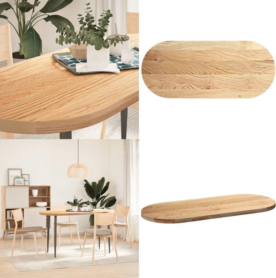 VidaXL Tafelblad 140x60x4 cm ovaal massief eikenhout Tafelblad Tafelbladen Salontafelblad Bijzettafelblad
