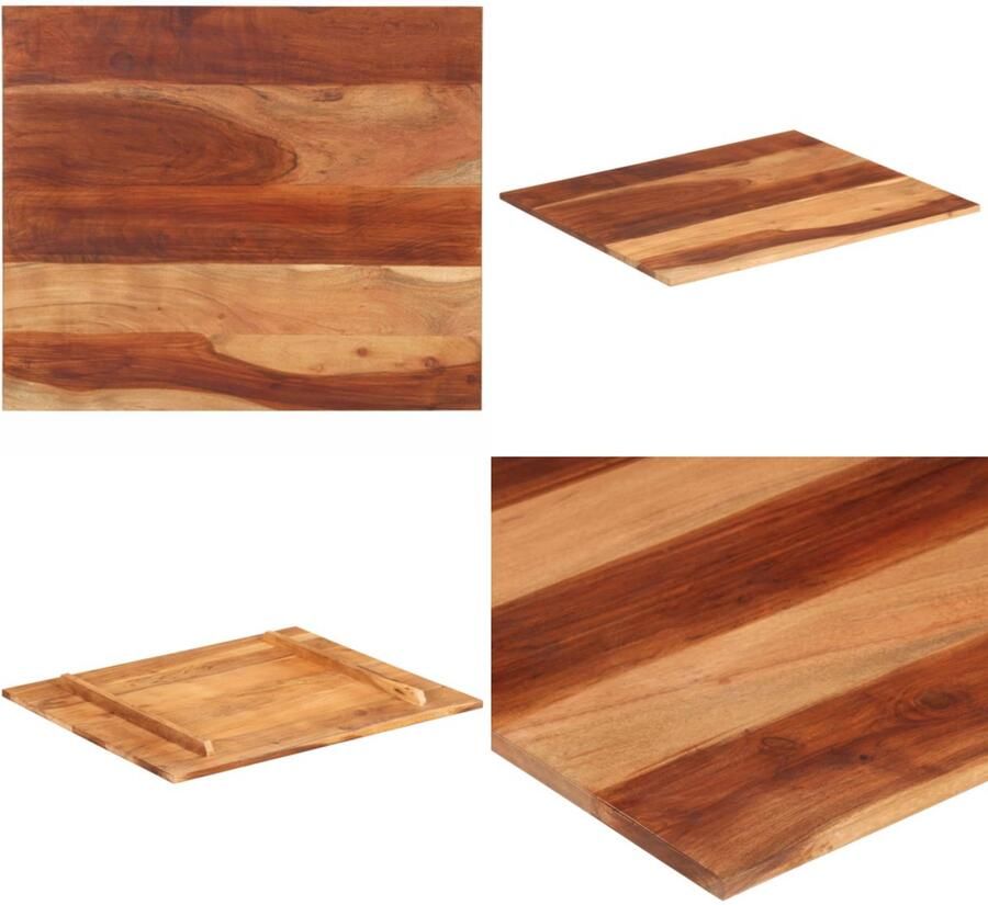 The Living Store Sheeshamhouten Tafelblad 60x70 cm Rustieke charme Massief Duurzaam Gemakkelijk schoon te maken Met houtsteunen Gepolijst Geschilderd Gelakt Tafelblad Acacia Hout Landelijke Stijl Vintage Tafel Salontafel - Foto 3