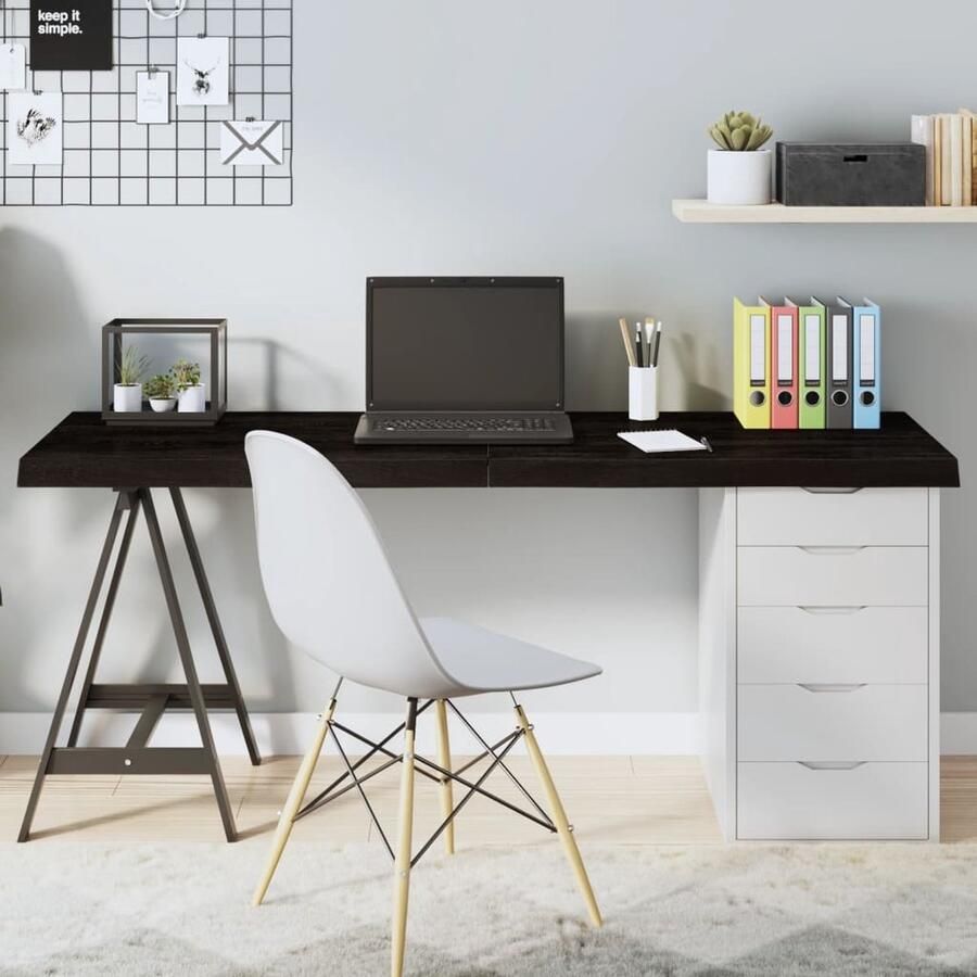 VidaXL Tafelblad 160x60 cm Eikenhout Donkerbruin Tafelblad Eikenhouten Tafelblad Salontafel Eetkamertafel Donkergrijs Tafelblad Vintage Tafelblad Landelijke Tafel - Foto 2