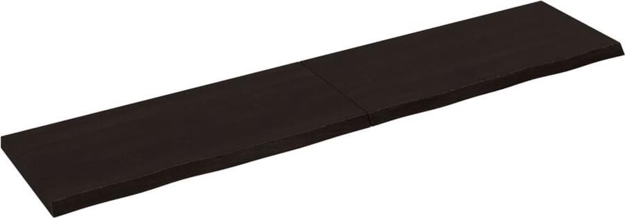 The Living Store Tafelblad 180x40x(2-4)cm behandeld eikenhout donkerbruin Tafelblad Eikenhouten Tafelblad Massief Eiken Tafeltopper Eetkamertafel - Foto 2