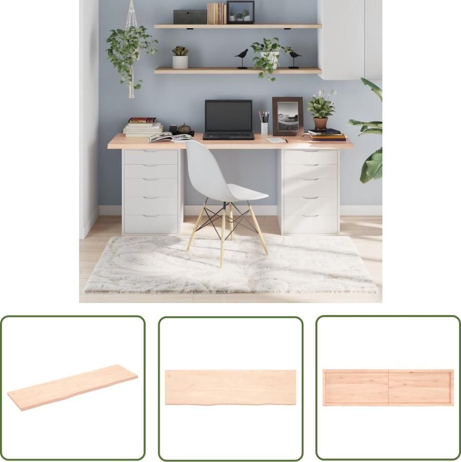 The Living Store Eikenhouten Tafelblad 180 x 50 x 4 cm Onbehandeld Handgemaakt Natuurlijke Rand Eikenhouten Tafelblad Vervangen Tafelblad Diy Houten Tafelblad Vintage Tafelblad