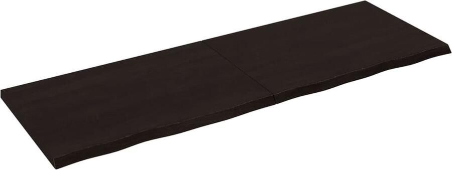 The Living Store Tafelblad 180x60x(2-4)cm behandeld eikenhout donkerbruin Eikenhouten Tafelblad Vervangen Salontafel Eethoek Diningtable - Foto 2