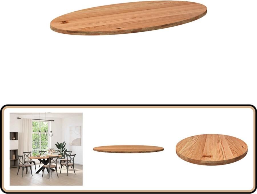 VidaXL Tafelblad 180x90x4 cm Massief Eikenhout Eikenhouten Tafelblad Oval Tafelblad Eetkamertafel Salontafel Grote Tafelblad