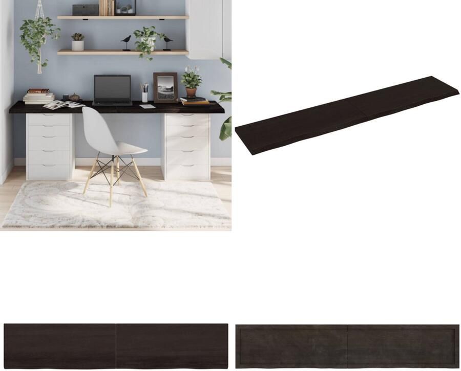 VidaXL Tafelblad 200x40x(2-4)cm behandeld eikenhout donkerbruin Tafelblad Tafelbladen Plank Houten Tafelblad