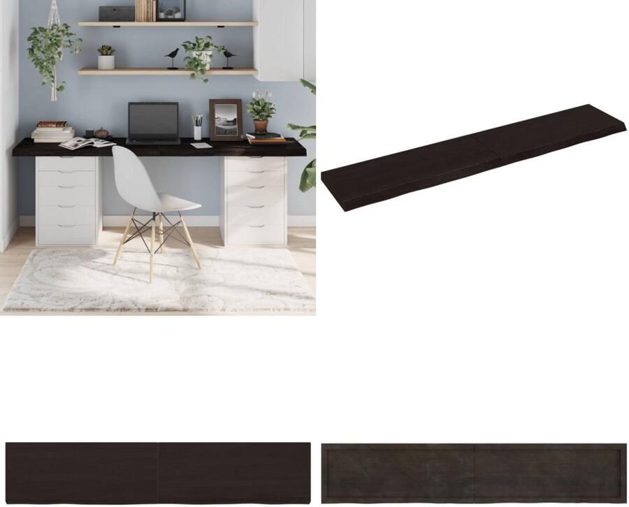 VidaXL Tafelblad 200x40x(2-6)cm behandeld eikenhout donkerbruin Tafelblad Tafelbladen Plank Houten Tafelblad