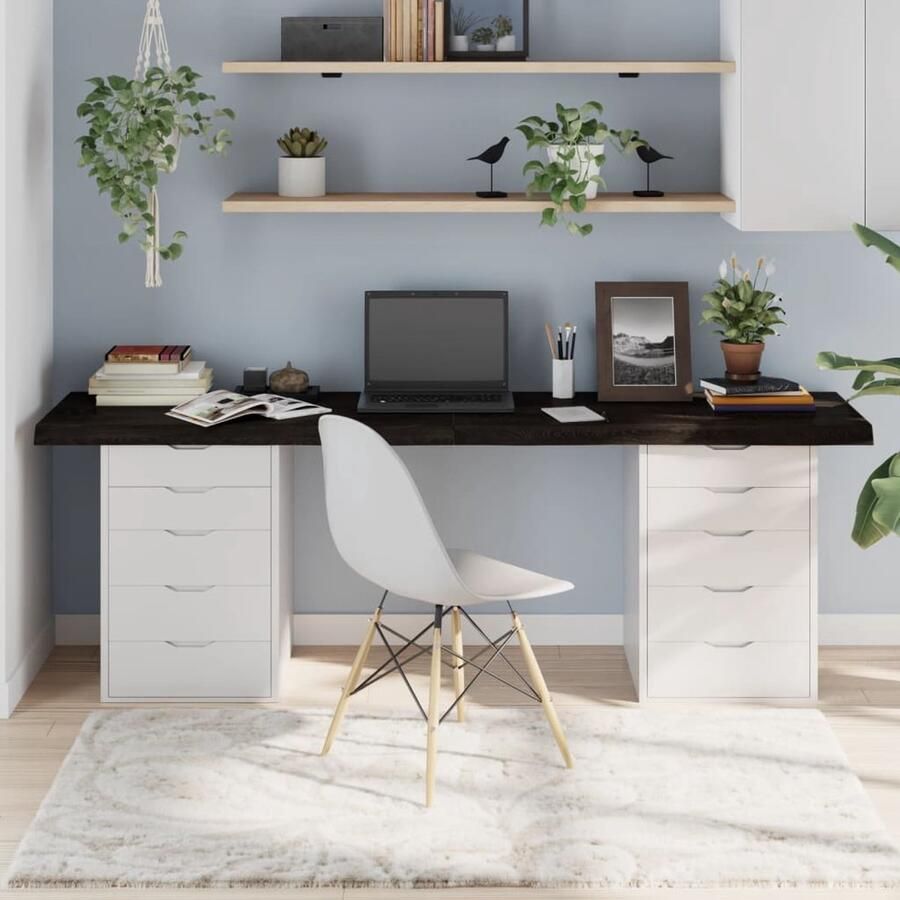 VidaXL Tafelblad 200x50 cm Eikenhout Donkerbruin Houten Tafelblad Eikenhout Tafelblad Vervangen Salontafel Eetkamertafel Donkergrijs Tafelblad - Foto 2