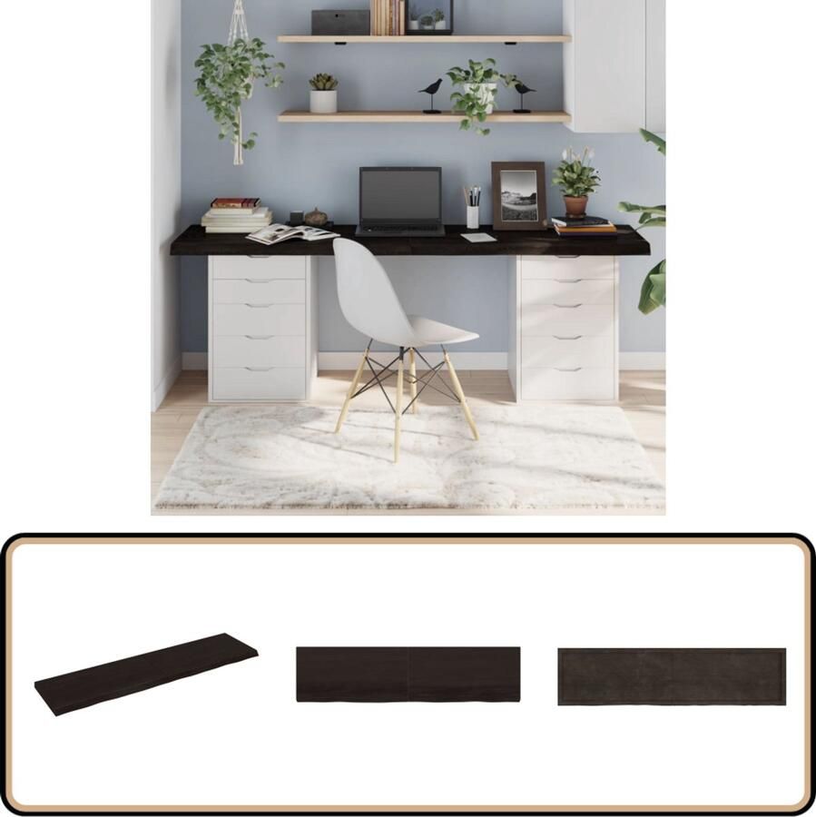 VidaXL Tafelblad 200x50 cm Eikenhout Donkerbruin Houten Tafelblad Eikenhout Tafelblad Vervangen Salontafel Eetkamertafel Donkergrijs Tafelblad