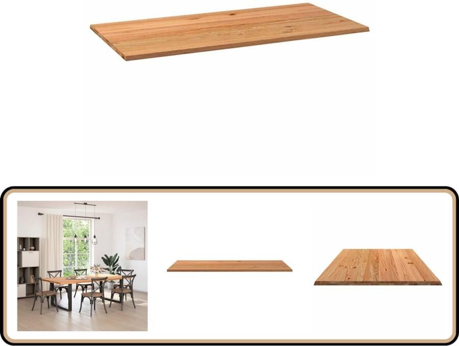 The Living Store Tafelblad rechthoekig 240x120x4 2 cm eikenhout lichtbruin Eikenhouten Tafelblad Rechte Tafel Eetkamertafel Salontafel Grote Tafel