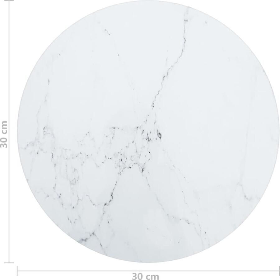 VidaXL Tafelblad 30 cm Gehard Glas Marmerdesign Tafelblad Gehard Glas Marmeren Design Wit Ronde Tafel Eetkamerstoel Salontafel Koffietafel Decoratief Modern Minimalistisch Elegant Duurzaam - Foto 2