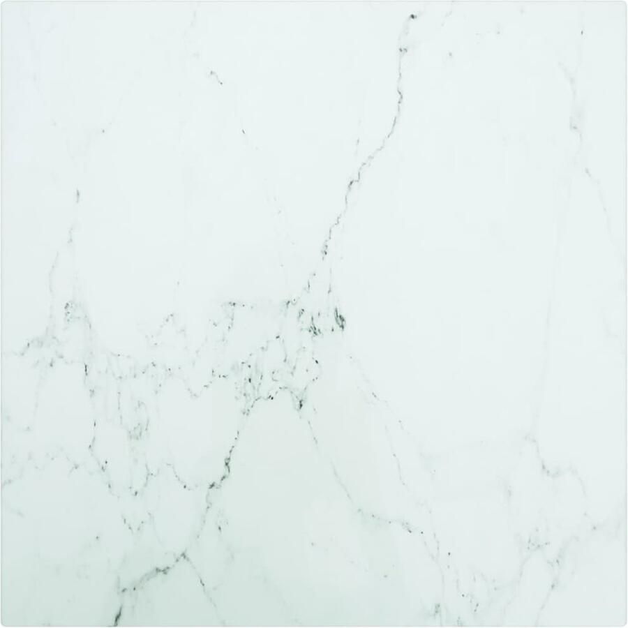 VidaXL Tafelblad 30x30 cm 6 mm gehard glas met marmeren design wit Tafelblad Tafelbladen Vervangend Tafelblad Vervangende Tafelbladen