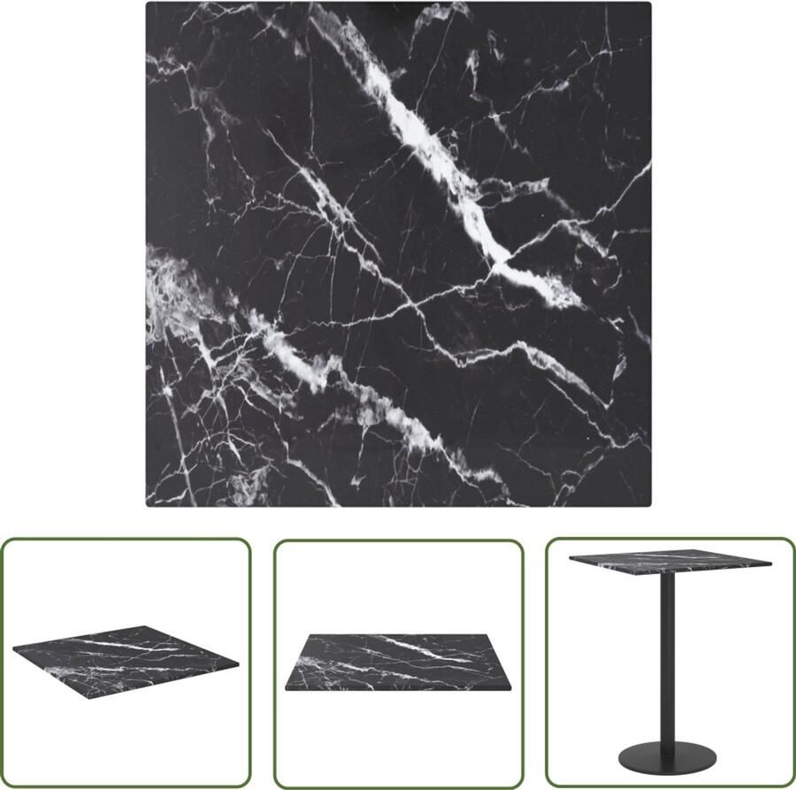 VidaXL Tafelblad 30x30 cm Zwart Gehard Glas Tafelblad Gehard Glas Marmerlook Zwart Eetkamer Woonkamer Terras Balkon Modern Minimalistisch Elegant Compact Makkelijk Schoonmaken