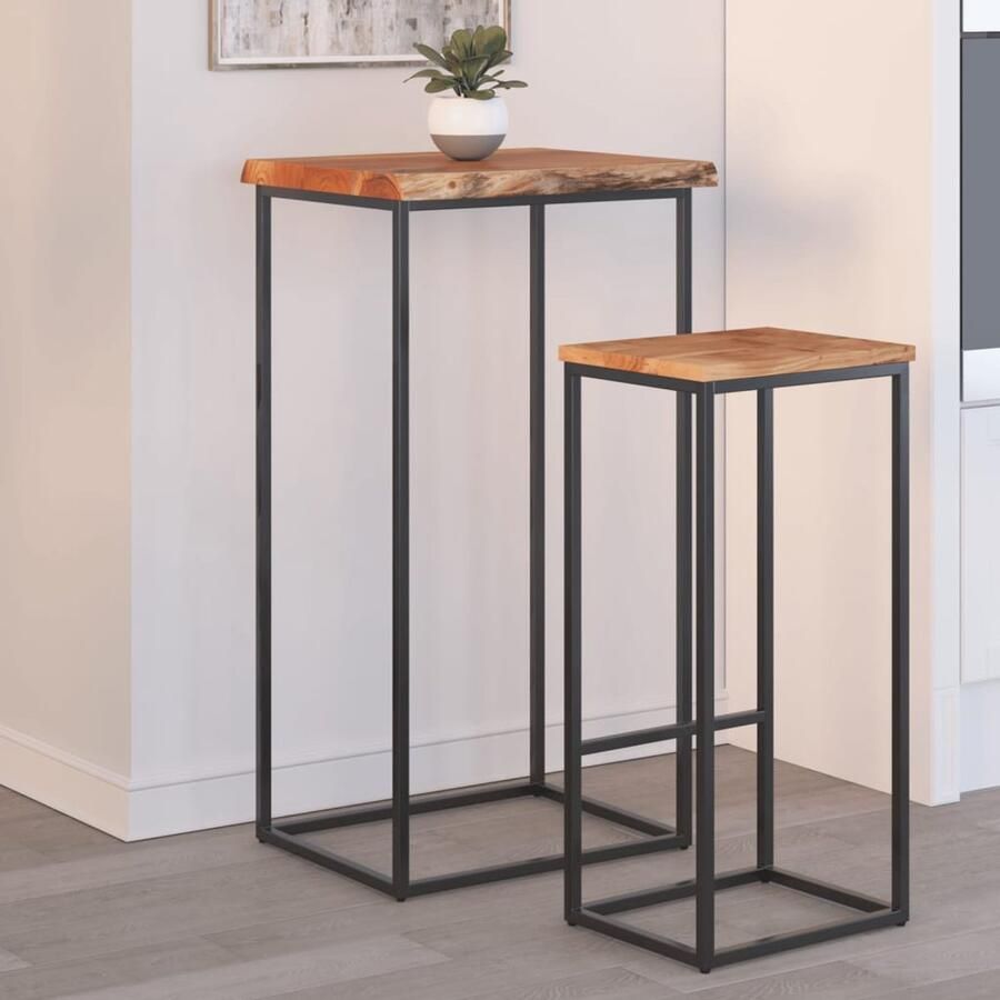 The Living Store Tafelblad rechthoekig natuurlijke rand 40x40x2 5 cm acaciahout Houten Tafelblad Acacia Tafelblad Bruin Vintage Tafelblad Design Tafelblad