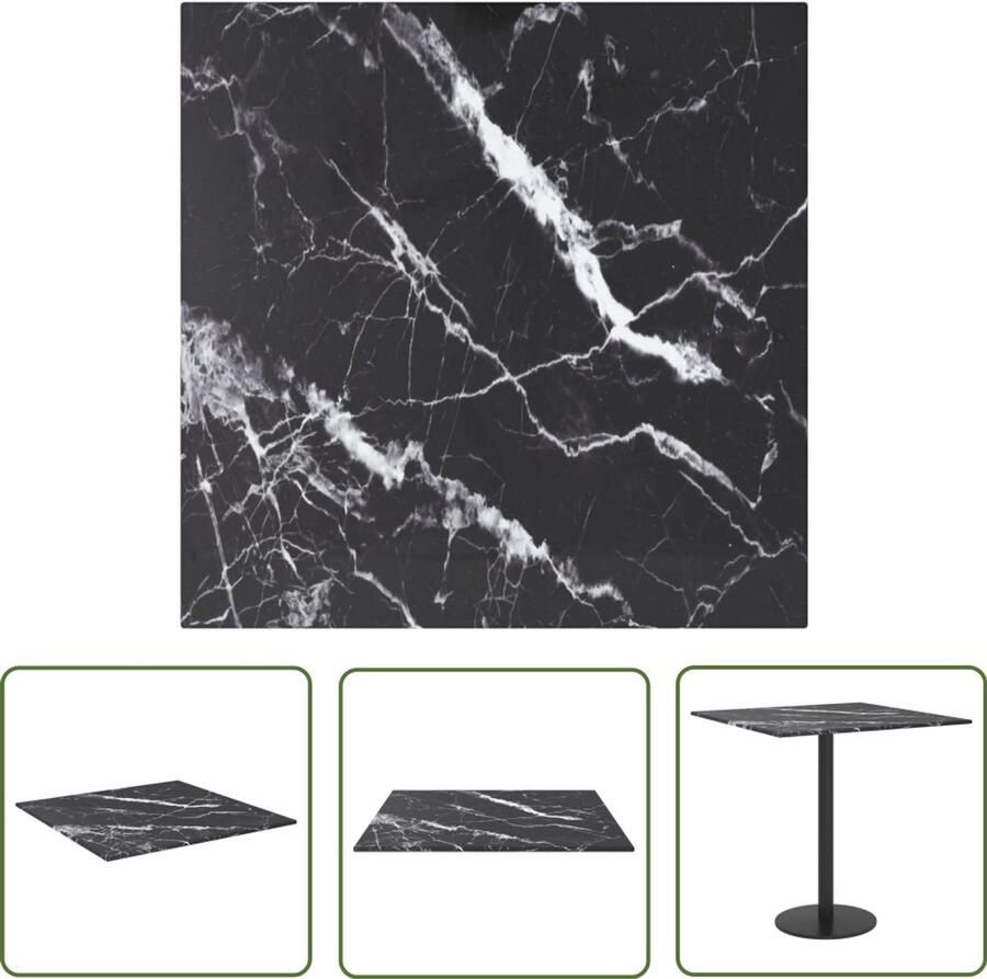 VidaXL Tafelblad 40x40 cm Zwart Marmer Design Gehard Glas Tafelblad Marmeren Design Tafelblad Zwart Tafelblad Eetkamertafelblad Salontafelblad Vierkante Tafelblad
