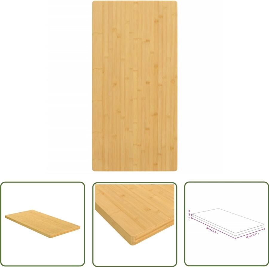 VidaXL Tafelblad 40x80x2 5 cm Bamboe Bamboetafelblad Tafelblad Vervangen Houten Tafelblad Bruine Tafel Salontafel Bijzettafel Eetkamertafel Decoratie