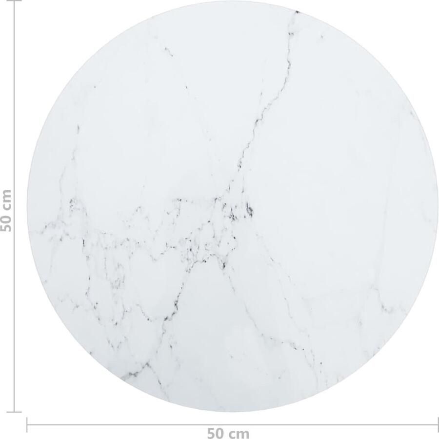 VidaXL Tafelblad ?50x0 8 cm Marmerlook Wit Gehard Glas Tafelblad Marmeren Design Witte Tafelblad Ronde Tafelblad Eetkamertafel Salontafel Koffietafel Decoratief Tafelblad Modern Tafelblad Trendy Tafelblad - Foto 2